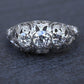 IGI Cert Art Deco Platinum 3 Three Stone Diamond Filigree Ring 0.60 CTW Size 5