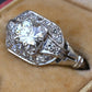 GIA Cert Art Deco Period Platinum 1.18 Carat Diamond Engagement Ring