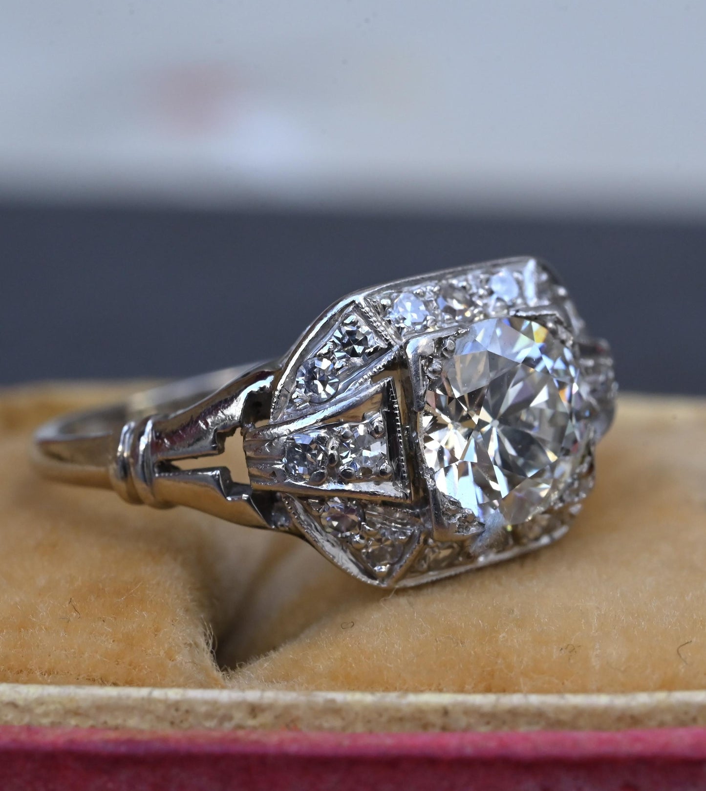 GIA Cert Art Deco Period Platinum 1.18 Carat Diamond Engagement Ring