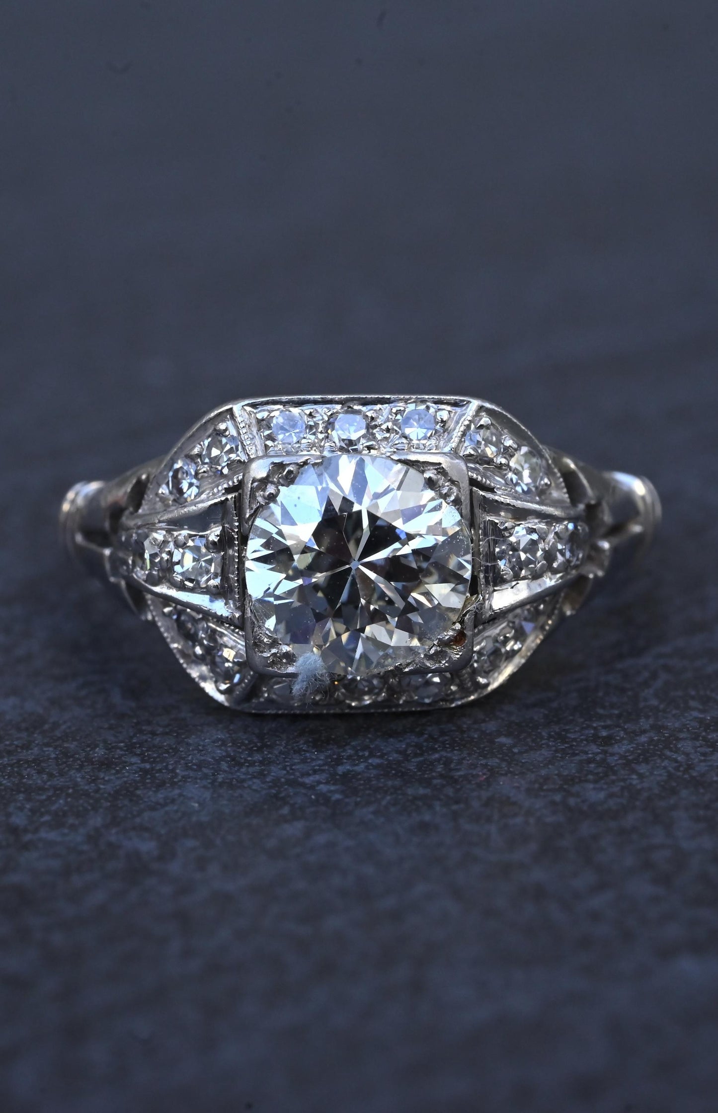 GIA Cert Art Deco Period Platinum 1.18 Carat Diamond Engagement Ring