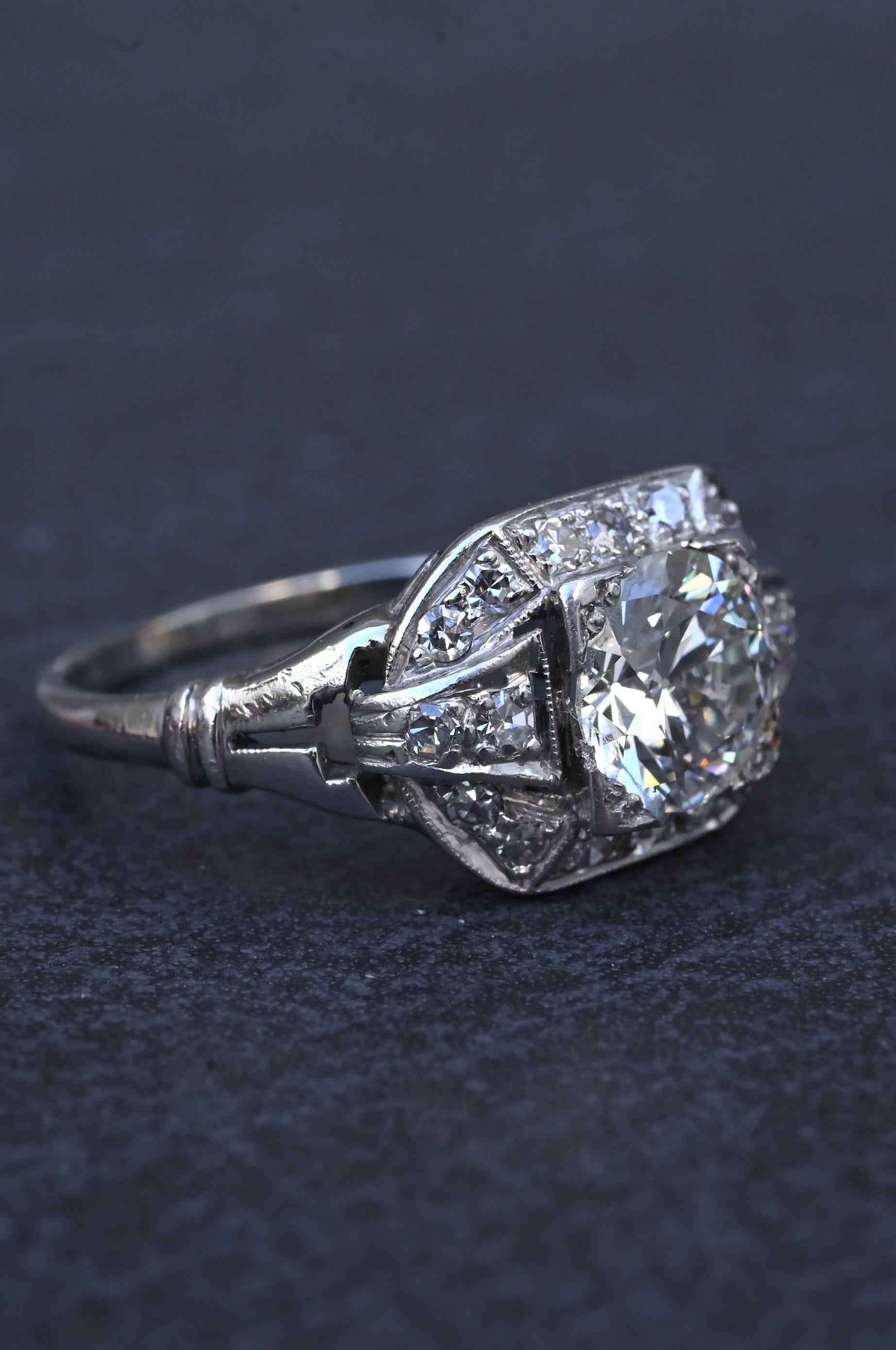 GIA Cert Art Deco Period Platinum 1.18 Carat Diamond Engagement Ring