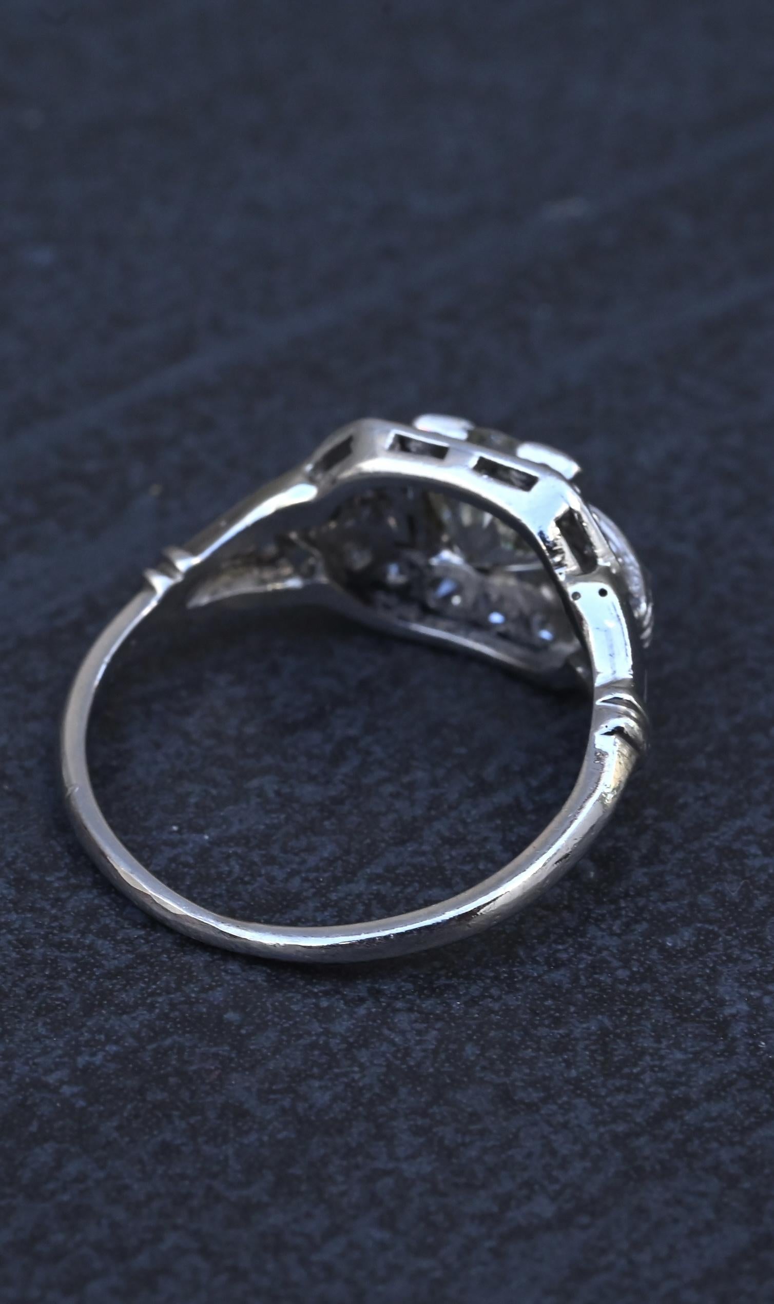 GIA Cert Art Deco Period Platinum 1.18 Carat Diamond Engagement Ring
