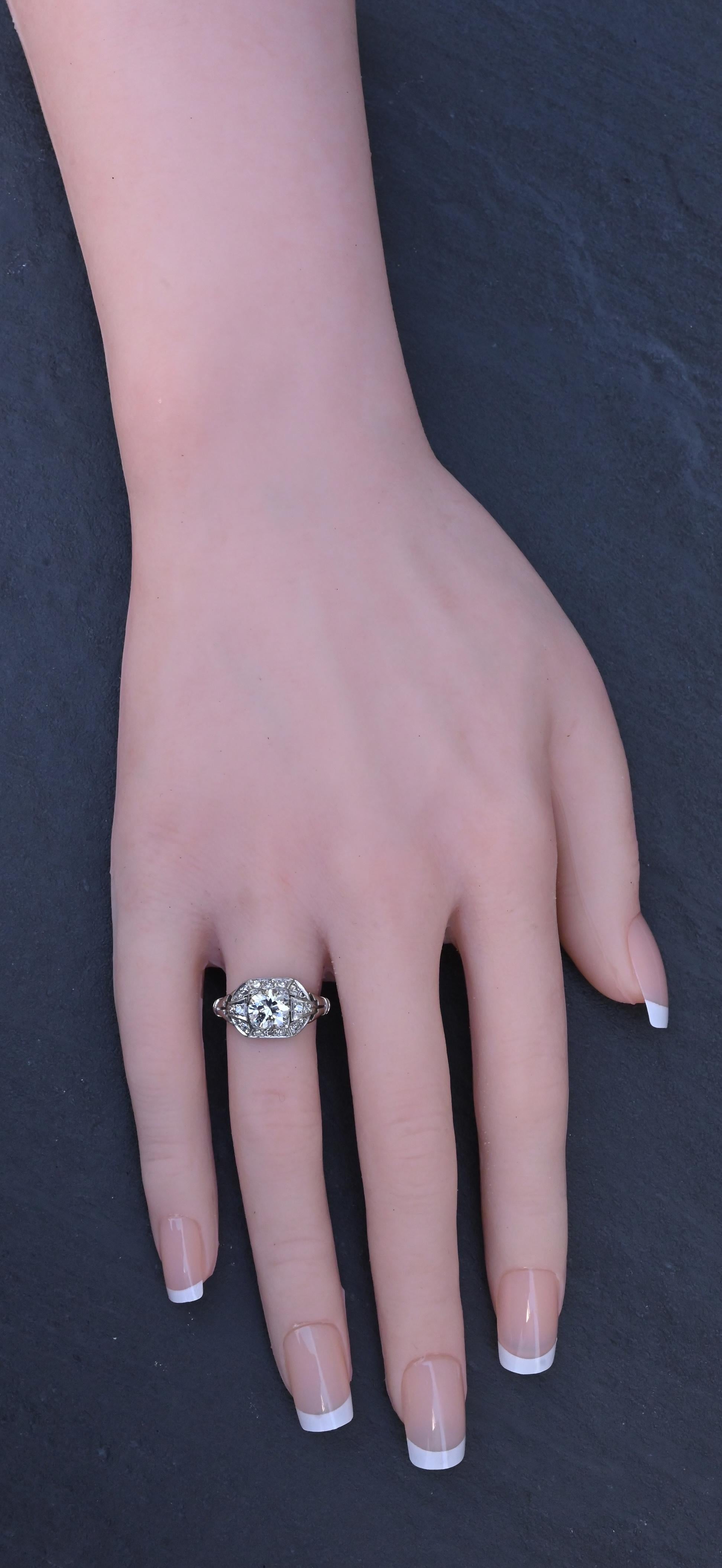 GIA Cert Art Deco Period Platinum 1.18 Carat Diamond Engagement Ring