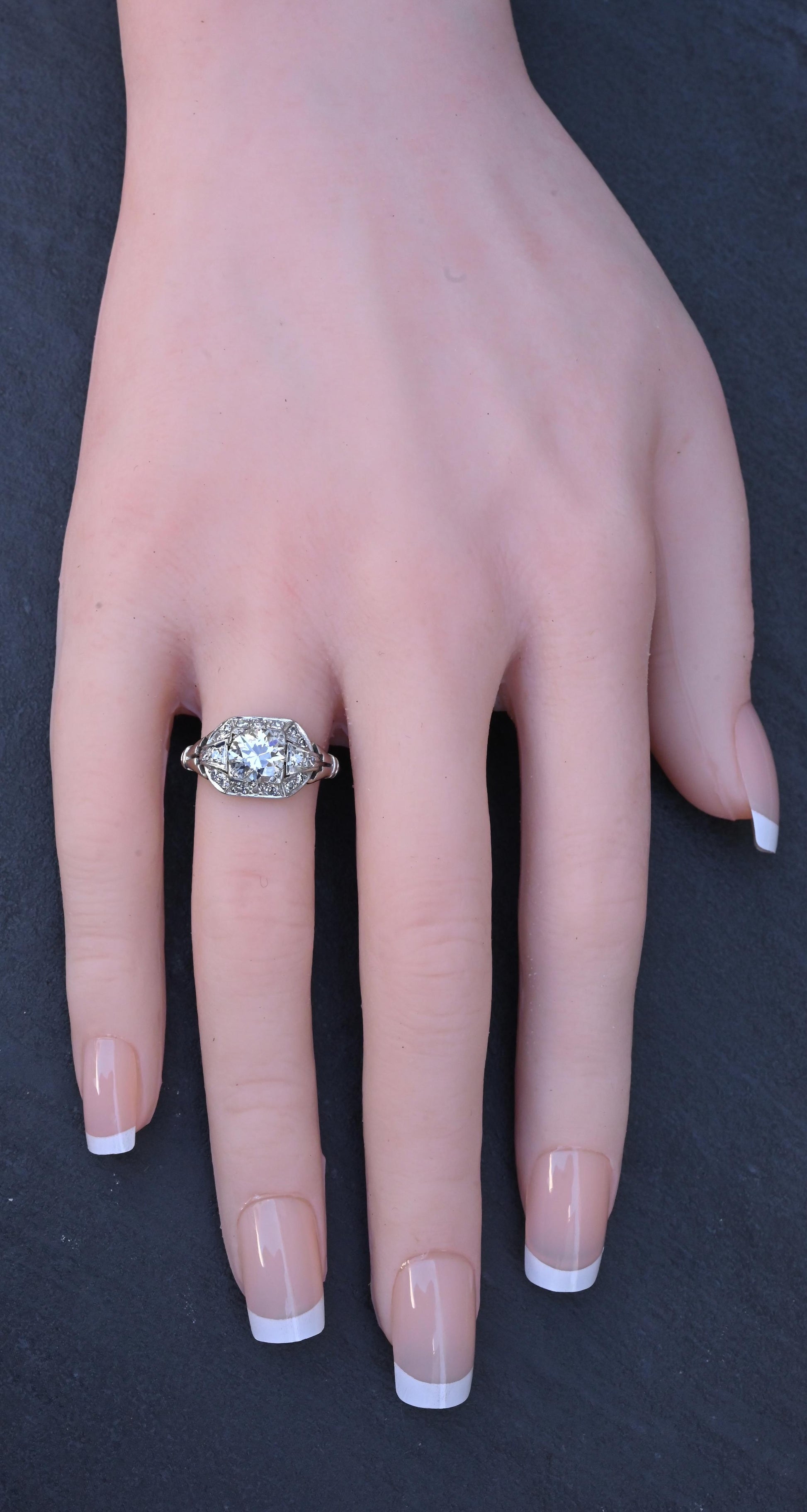GIA Cert Art Deco Period Platinum 1.18 Carat Diamond Engagement Ring