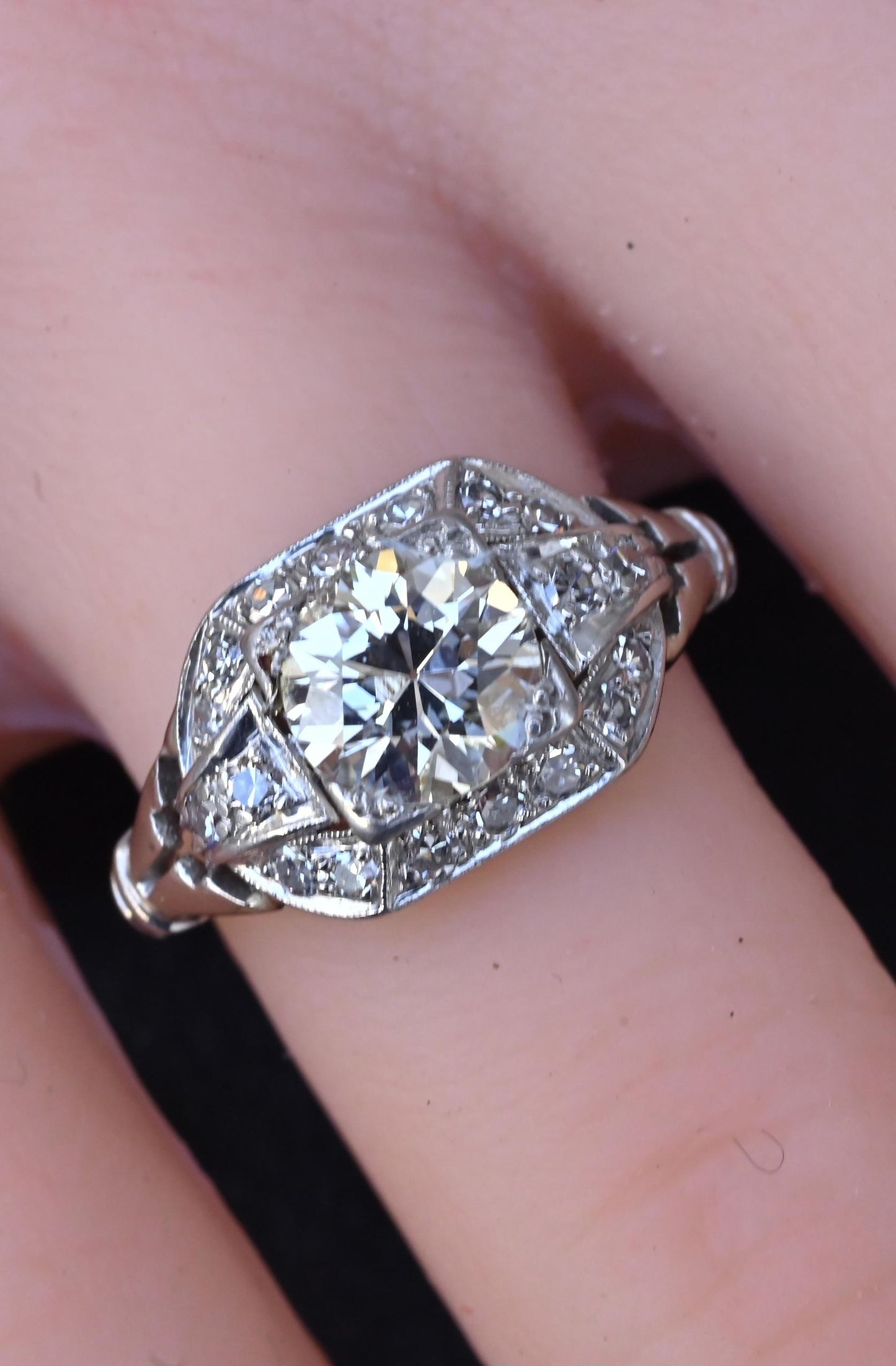 GIA Cert Art Deco Period Platinum 1.18 Carat Diamond Engagement Ring