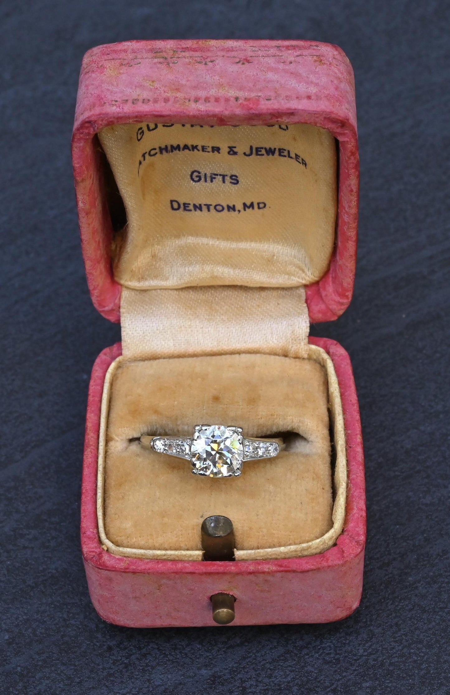 Art Deco 1.37 CTW Old Euro Diamond Engagement Ring 14K White Gold With IGI Cert.