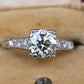 Art Deco 1.37 CTW Old Euro Diamond Engagement Ring 14K White Gold With IGI Cert.