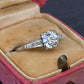 Art Deco 1.37 CTW Old Euro Diamond Engagement Ring 14K White Gold With IGI Cert.