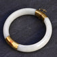 Antique Jade and 14K Gold Hinged Bangle Bracelet