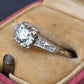 Art Deco 1.37 CTW Old Euro Diamond Engagement Ring 14K White Gold With IGI Cert.