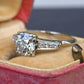 Art Deco 1.37 CTW Old Euro Diamond Engagement Ring 14K White Gold With IGI Cert.