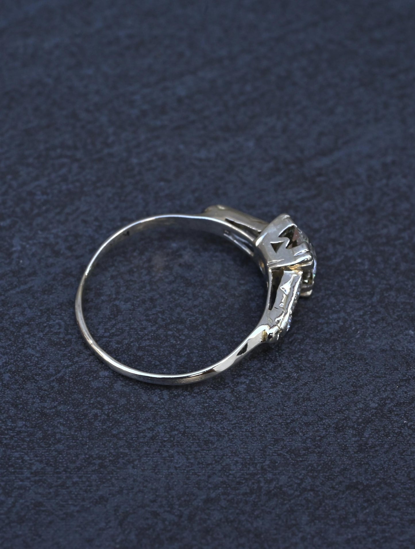 Art Deco 1.37 CTW Old Euro Diamond Engagement Ring 14K White Gold With IGI Cert.