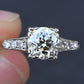 Art Deco 1.37 CTW Old Euro Diamond Engagement Ring 14K White Gold With IGI Cert.