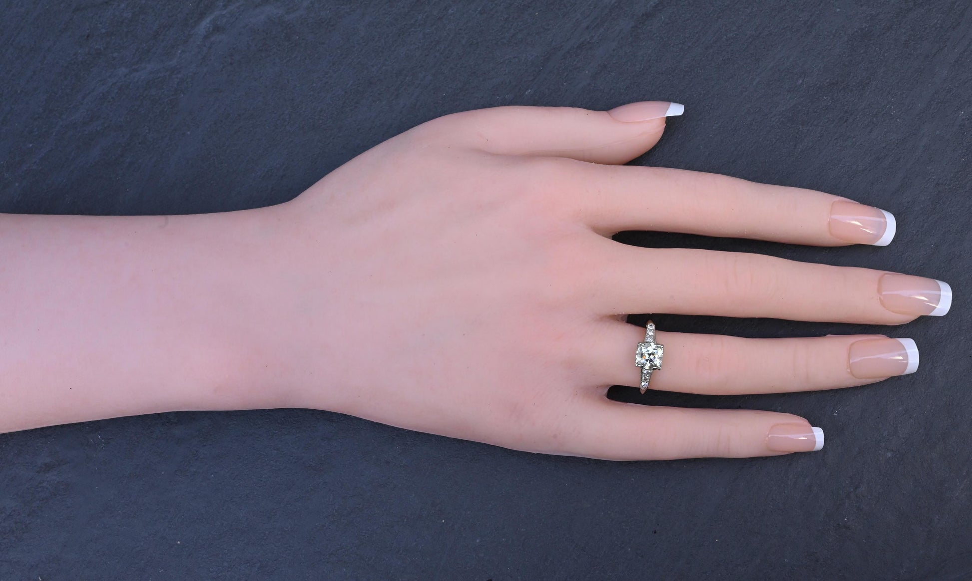 Art Deco 1.37 CTW Old Euro Diamond Engagement Ring 14K White Gold With IGI Cert.