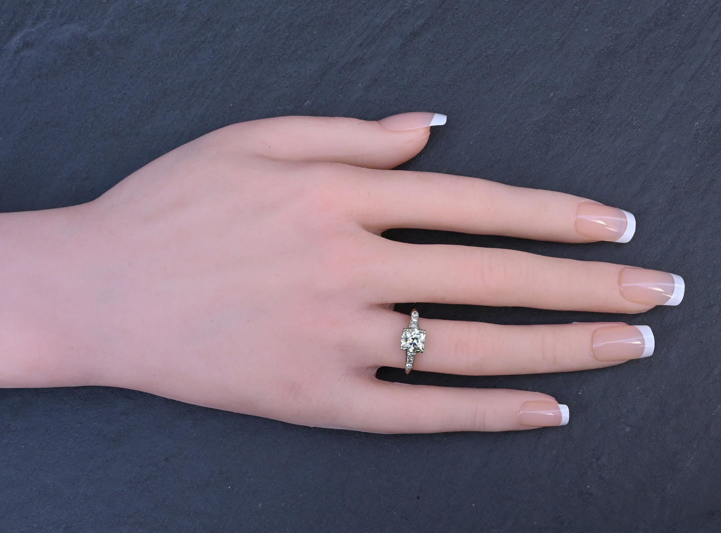 Art Deco 1.37 CTW Old Euro Diamond Engagement Ring 14K White Gold With IGI Cert.