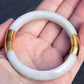 Antique Jade and 14K Gold Hinged Bangle Bracelet