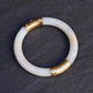 Superb Antique Jade and 14K Gold Hinged Bangle Bracelet