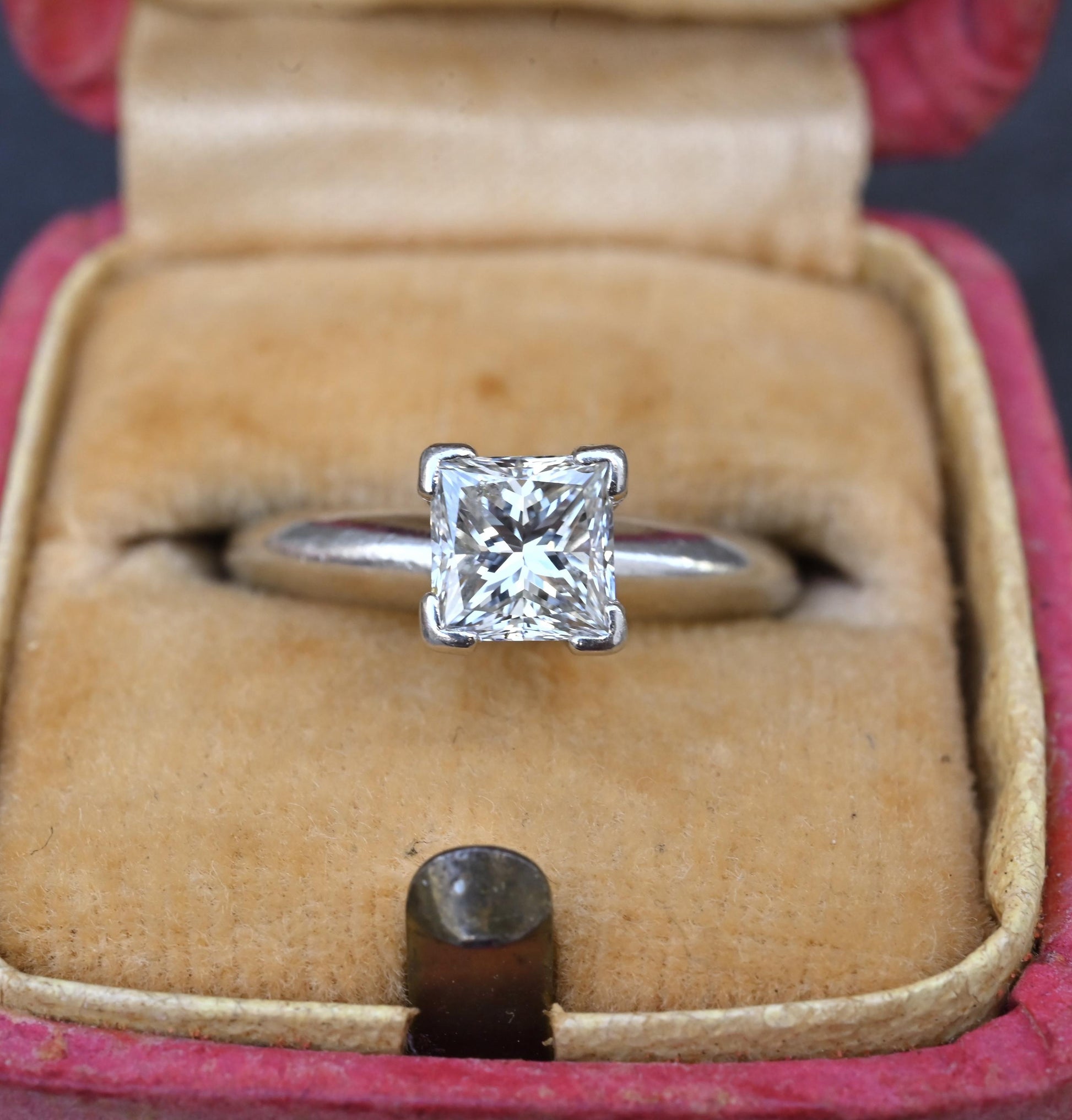 0.82 CT Princess Cut Diamond Solitaire Engagement Ring in Platinum – EGL Cert.