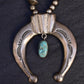 Vintage Navajo Sterling Silver Naja Necklace with Turquoise – 80.28g
