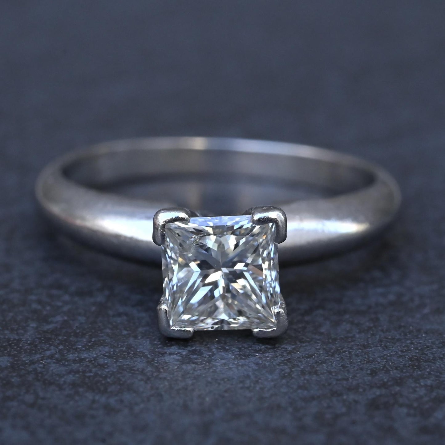 0.82 CT Princess Cut Diamond Solitaire Engagement Ring in Platinum – EGL Cert.