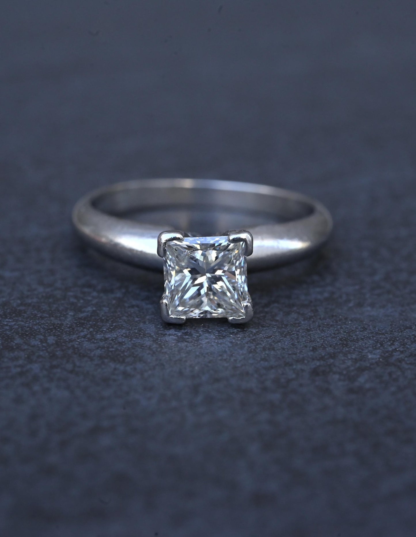 0.82 CT Princess Cut Diamond Solitaire Engagement Ring in Platinum – EGL Cert.