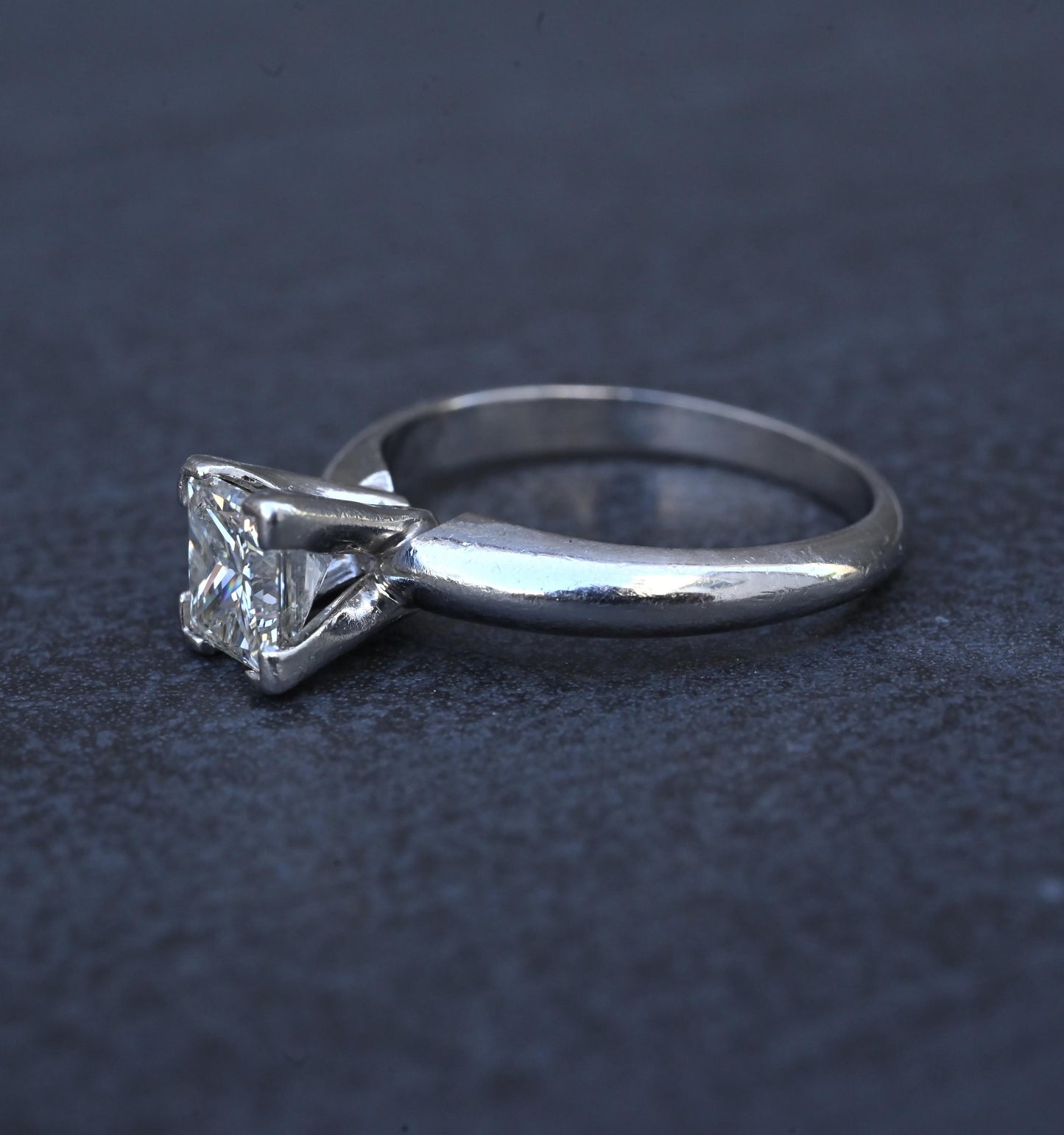 0.82 CT Princess Cut Diamond Solitaire Engagement Ring in Platinum – EGL Cert.
