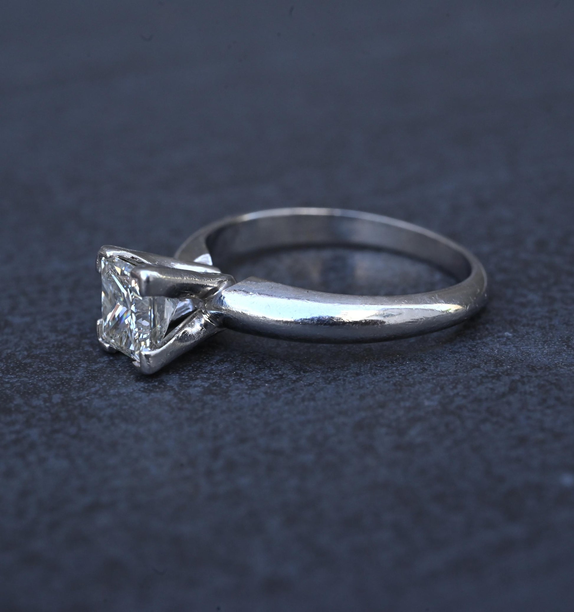 0.82 CT Princess Cut Diamond Solitaire Engagement Ring in Platinum – EGL Cert.