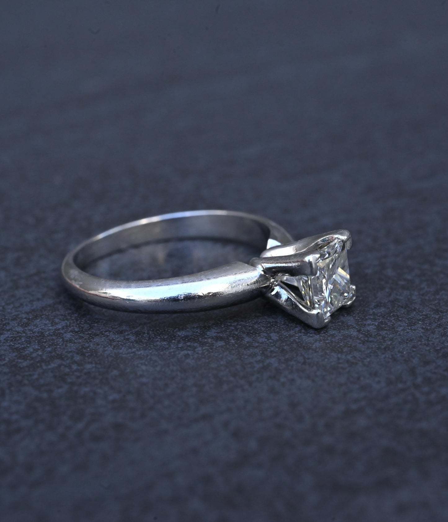 0.82 CT Princess Cut Diamond Solitaire Engagement Ring in Platinum – EGL Cert.