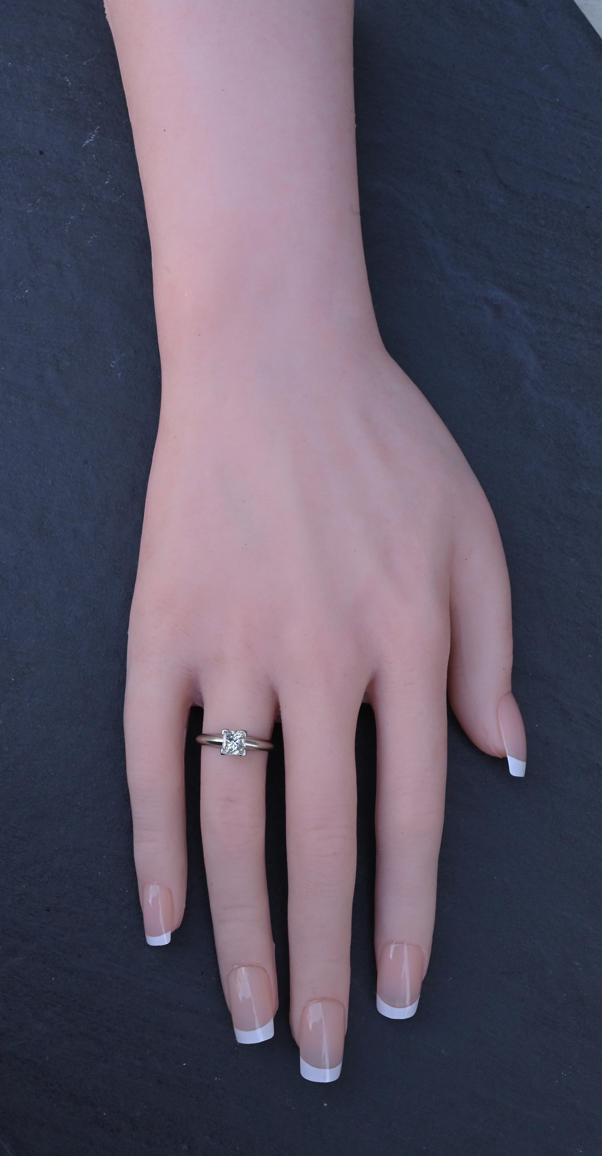 0.82 CT Princess Cut Diamond Solitaire Engagement Ring in Platinum – EGL Cert.