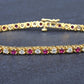3.05 TCW Ruby & Diamond Tennis Bracelet in 18K Yellow Gold – 7" – IGI Certified