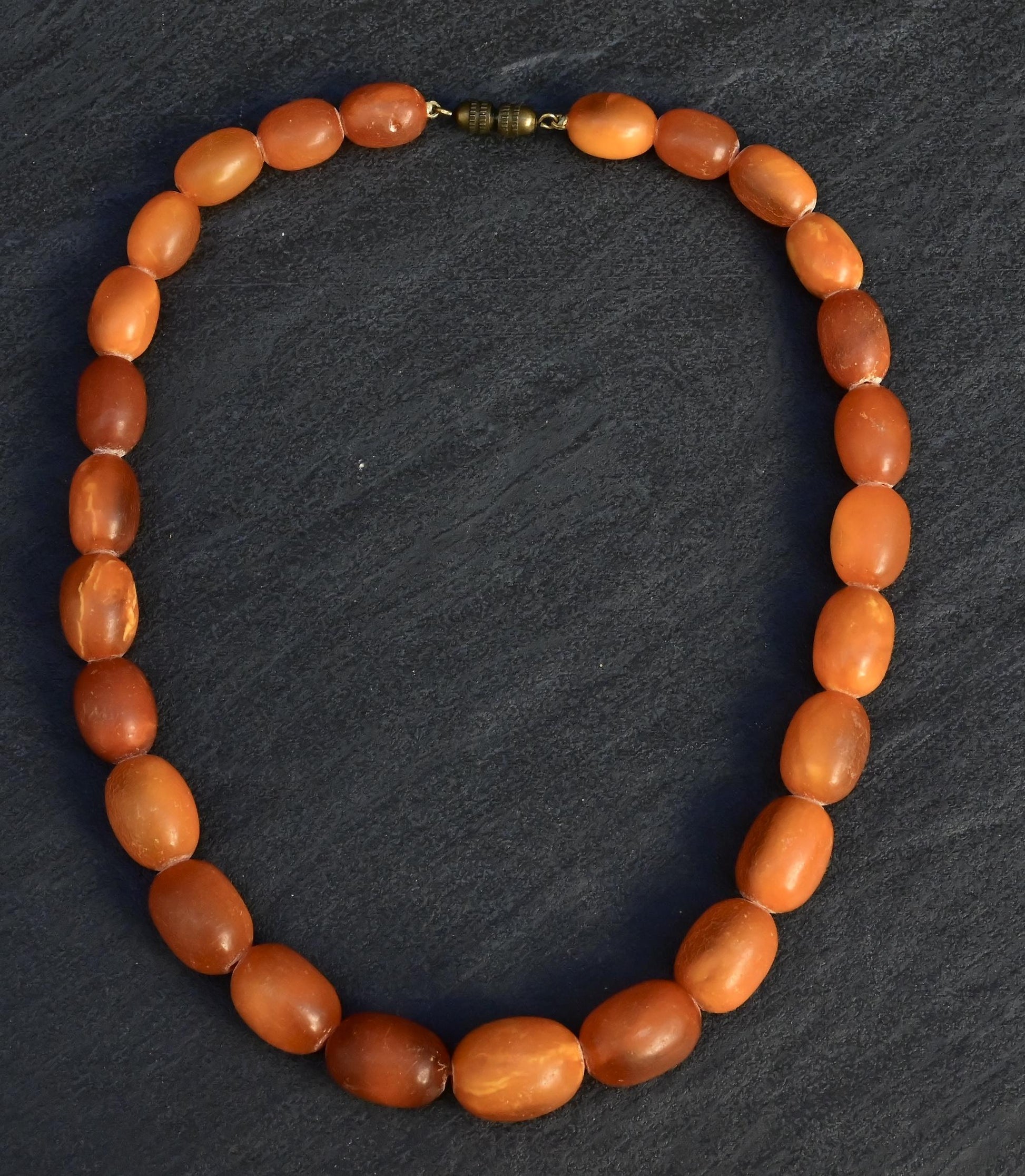 Vintage Baltic Amber Bead Necklace – 16.5”, Graduated Tones 33.52 Grams