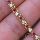 3.05 TCW Ruby & Diamond Tennis Bracelet in 18K Yellow Gold – 7" – IGI Certified