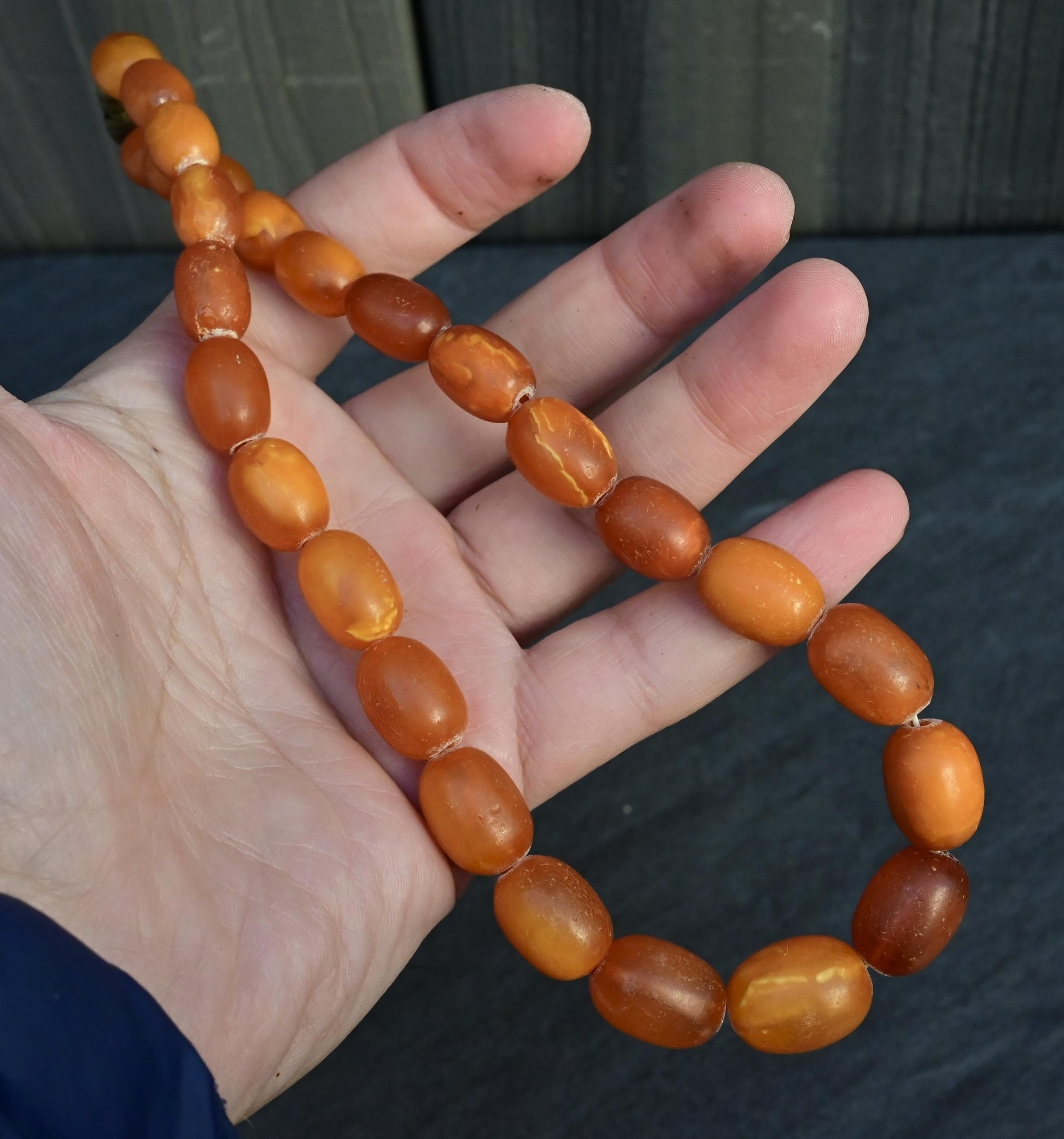 Vintage Baltic Amber Bead Necklace – 16.5”, Graduated Tones 33.52 Grams