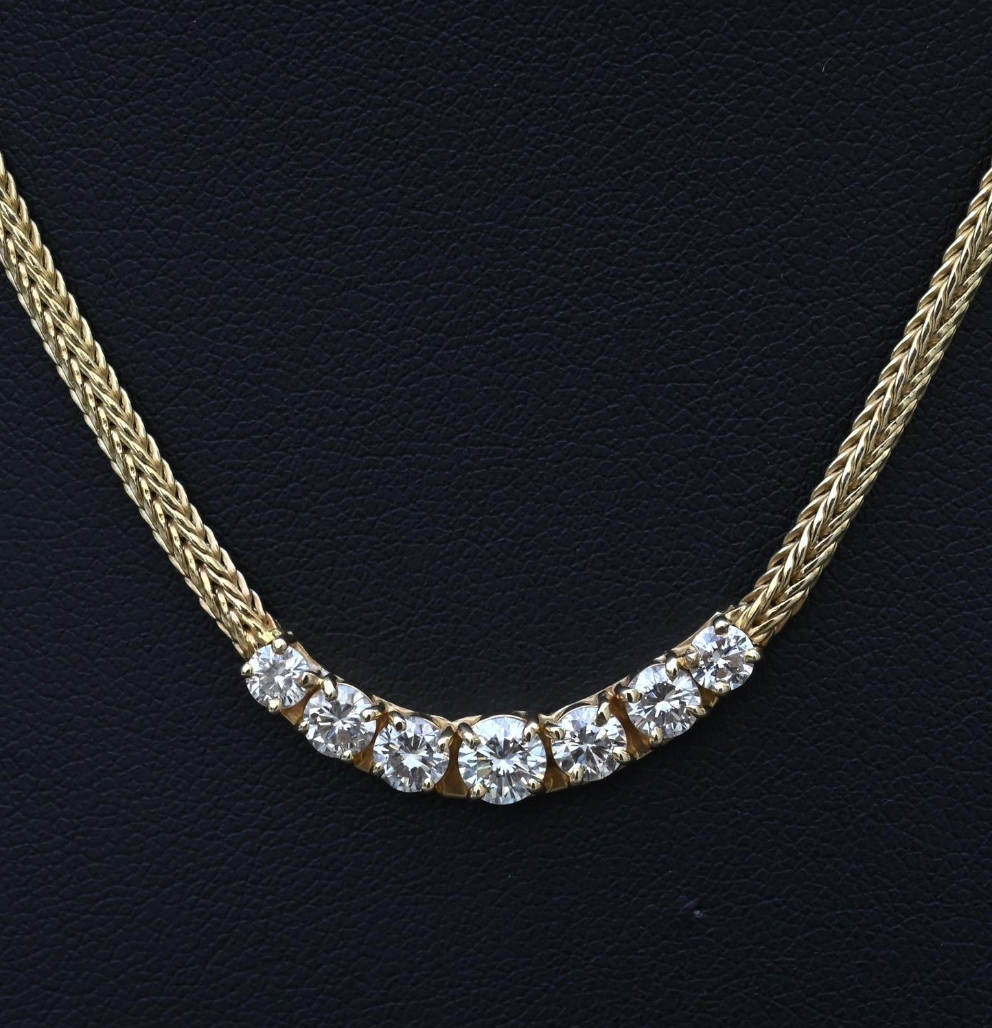 1.60 CTW 7-Stone Diamond Graduated Necklace in 14K Yellow Gold – 15" – IGI Cert.