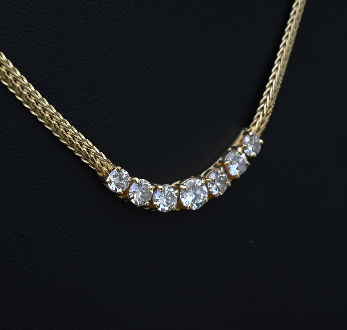 1.60 CTW 7-Stone Diamond Graduated Necklace in 14K Yellow Gold – 15" – IGI Cert.