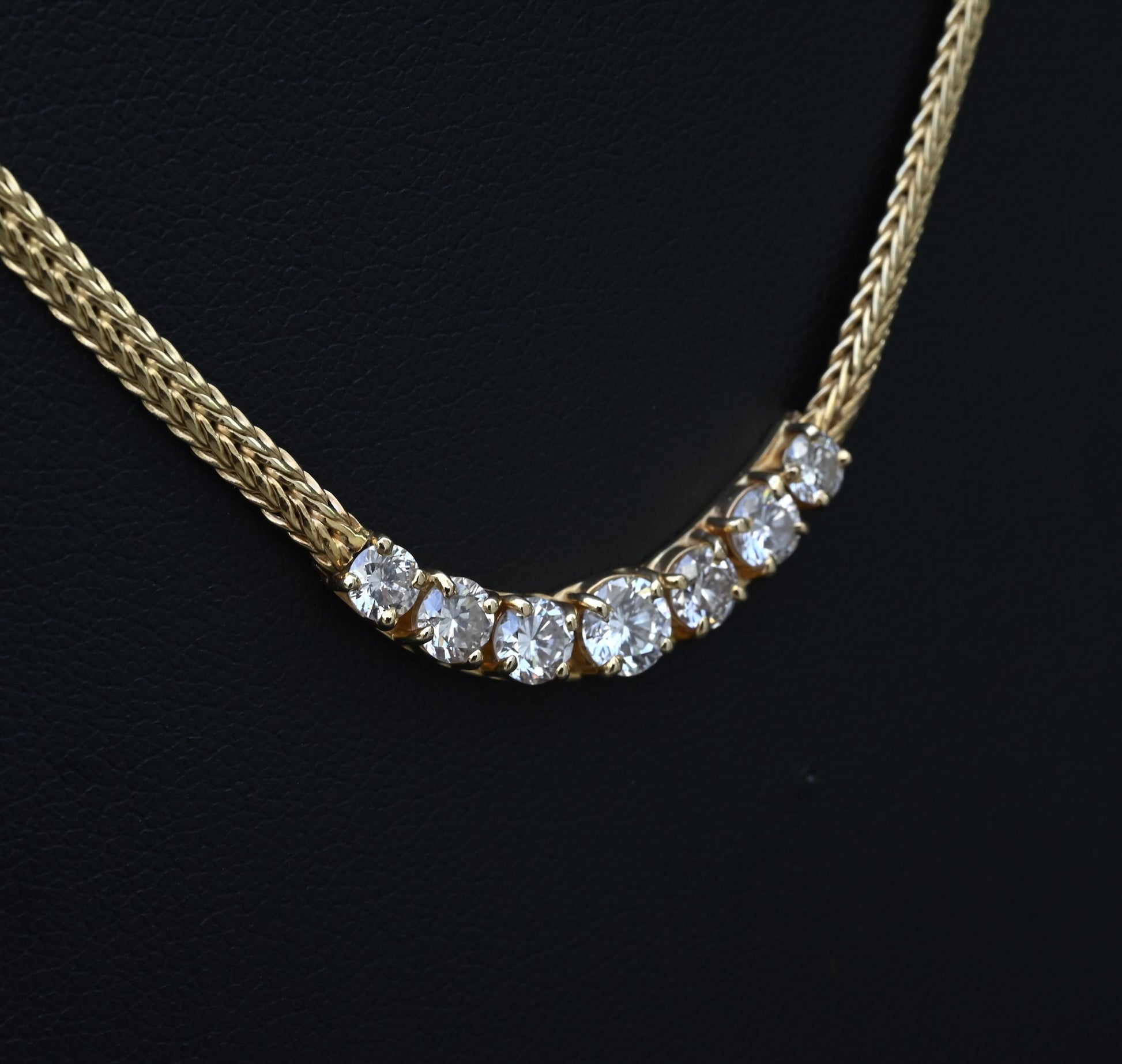 1.60 CTW 7-Stone Diamond Graduated Necklace in 14K Yellow Gold – 15" – IGI Cert.