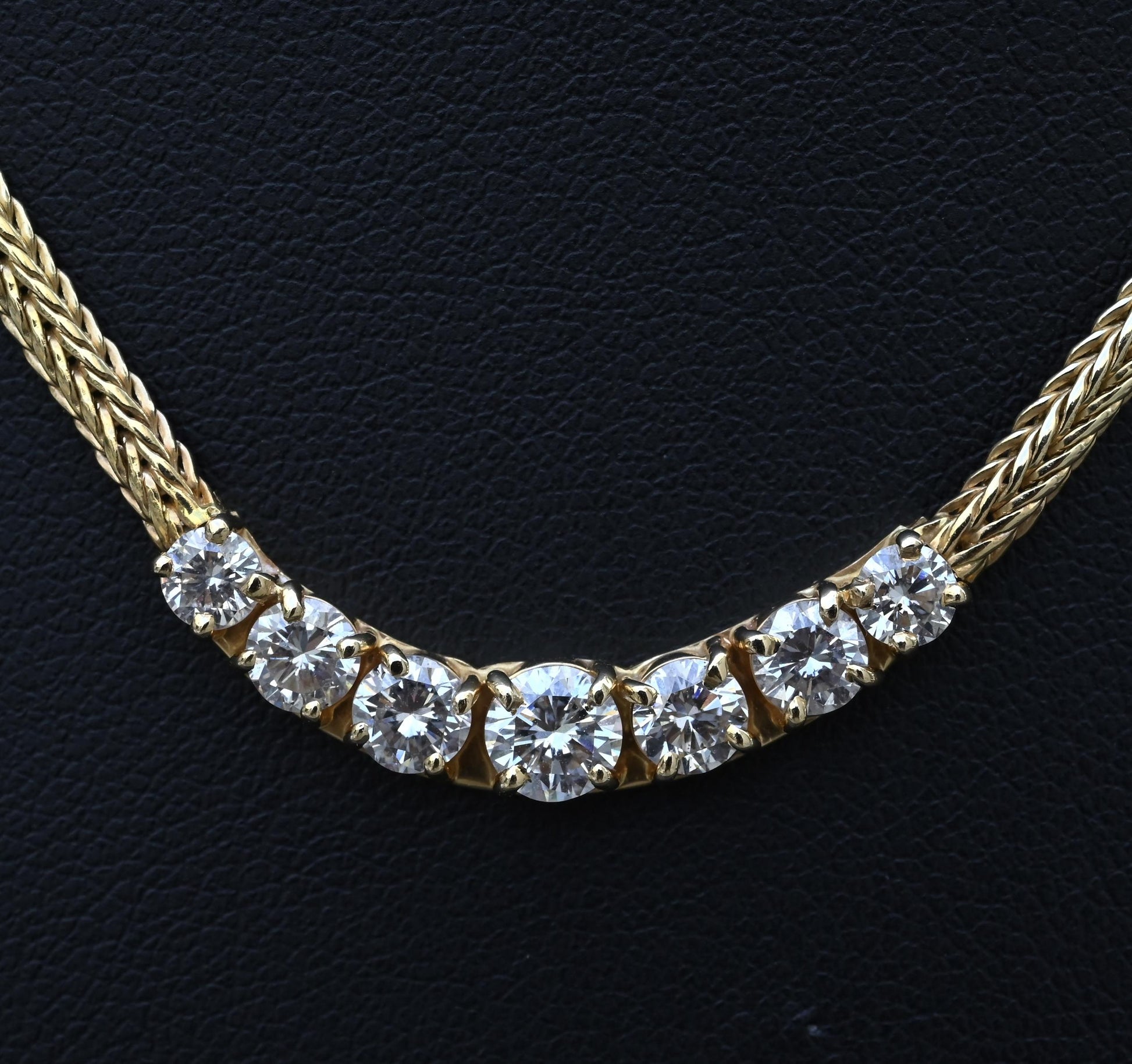 1.60 CTW 7-Stone Diamond Graduated Necklace in 14K Yellow Gold – 15" – IGI Cert.