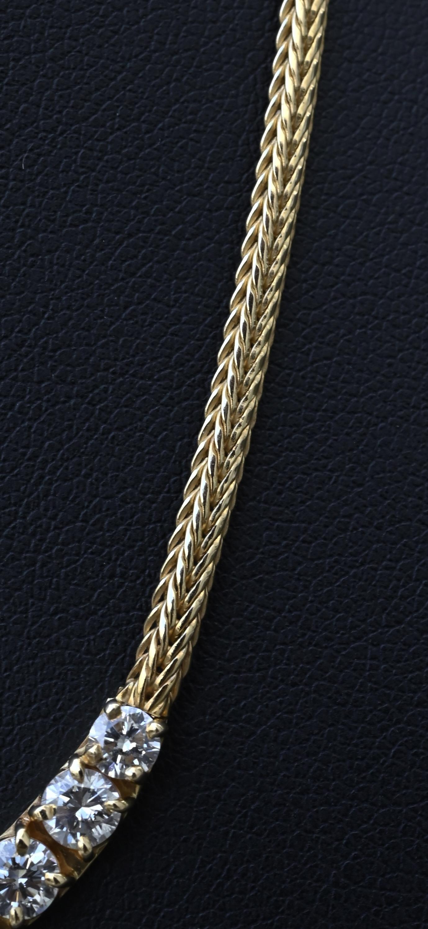1.60 CTW 7-Stone Diamond Graduated Necklace in 14K Yellow Gold – 15" – IGI Cert.