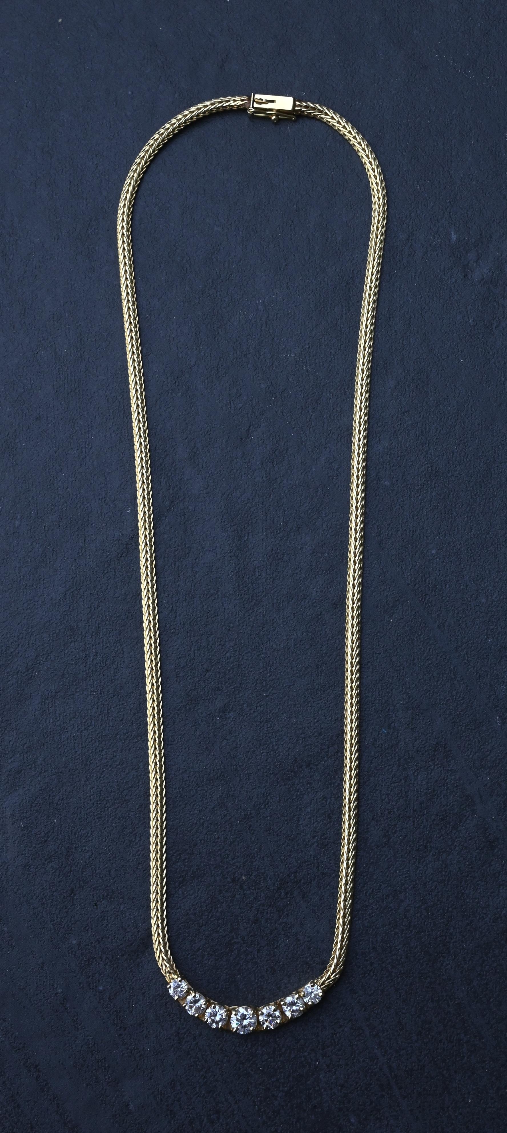 1.60 CTW 7-Stone Diamond Graduated Necklace in 14K Yellow Gold – 15" – IGI Cert.