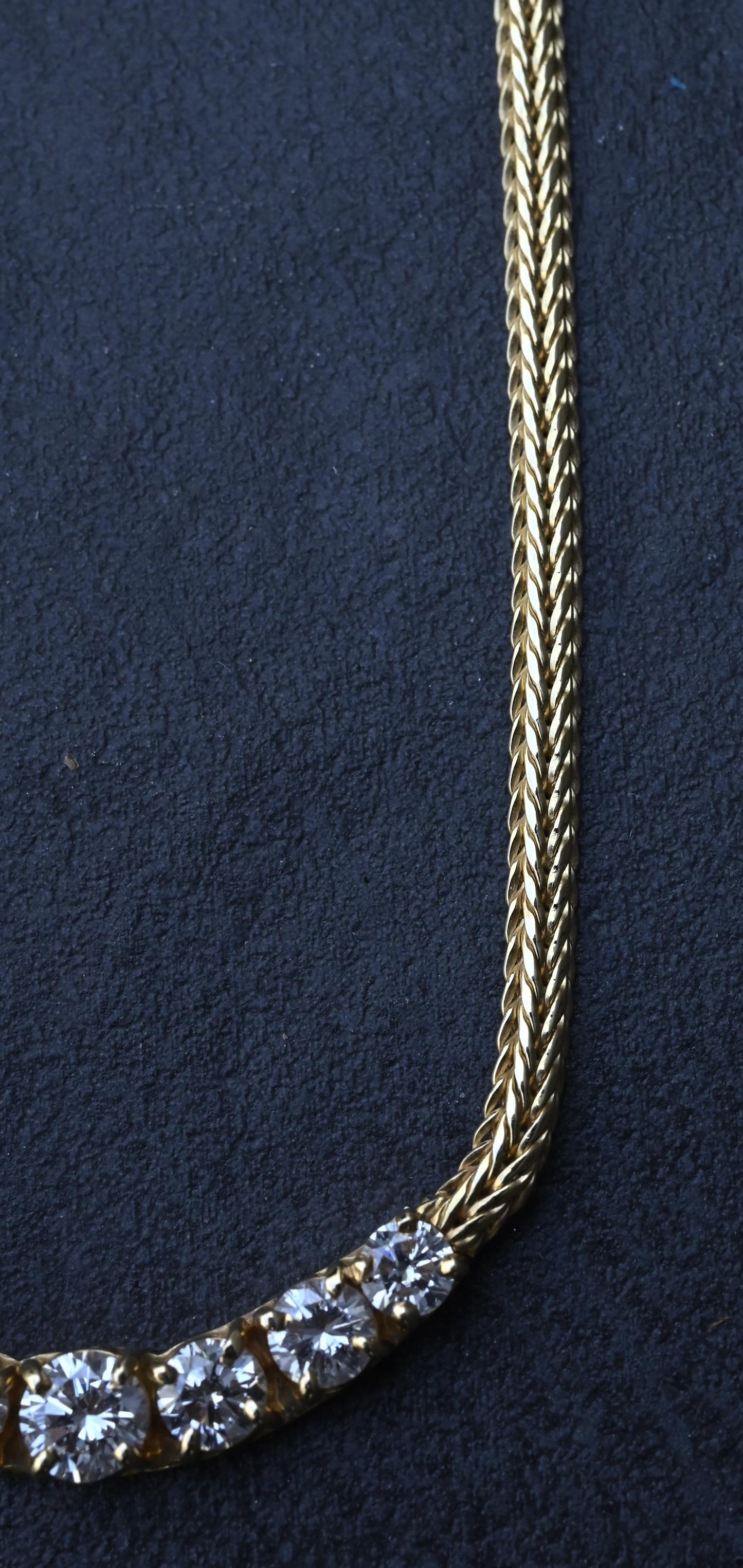 1.60 CTW 7-Stone Diamond Graduated Necklace in 14K Yellow Gold – 15" – IGI Cert.