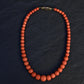 Japanese Momo Coral Bead Necklace with 14K Gold Clasp – 17.5”, 51.15g