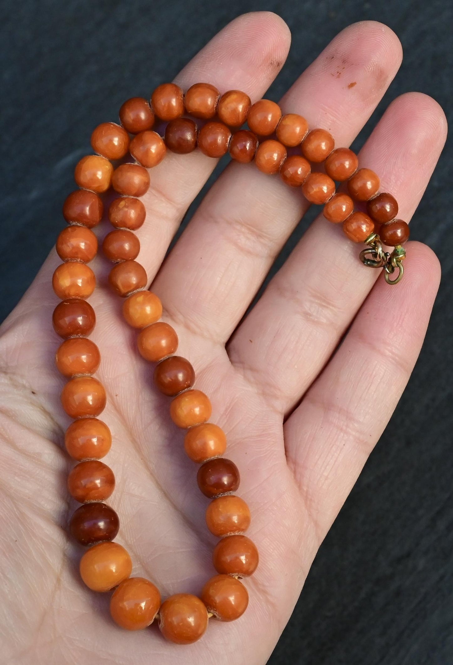 Gorgeous Antique Butterscotch Amber Necklace Ottoman Beads 15.17 Grams