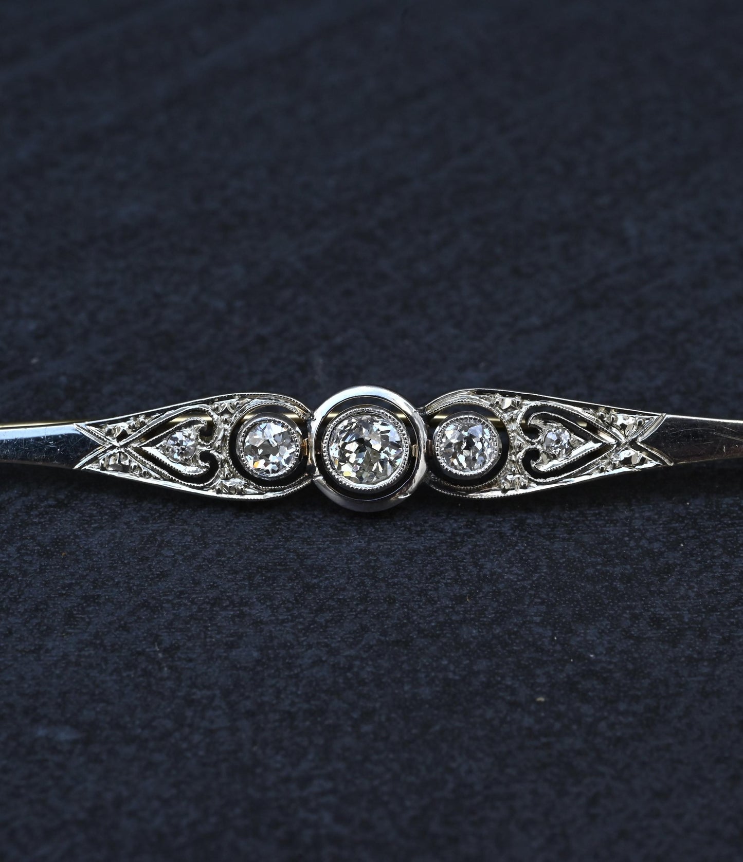 Art Deco 0.50 CTW Diamond Bar Brooch Pin in 14K Two-Tone Gold – IGI Certified