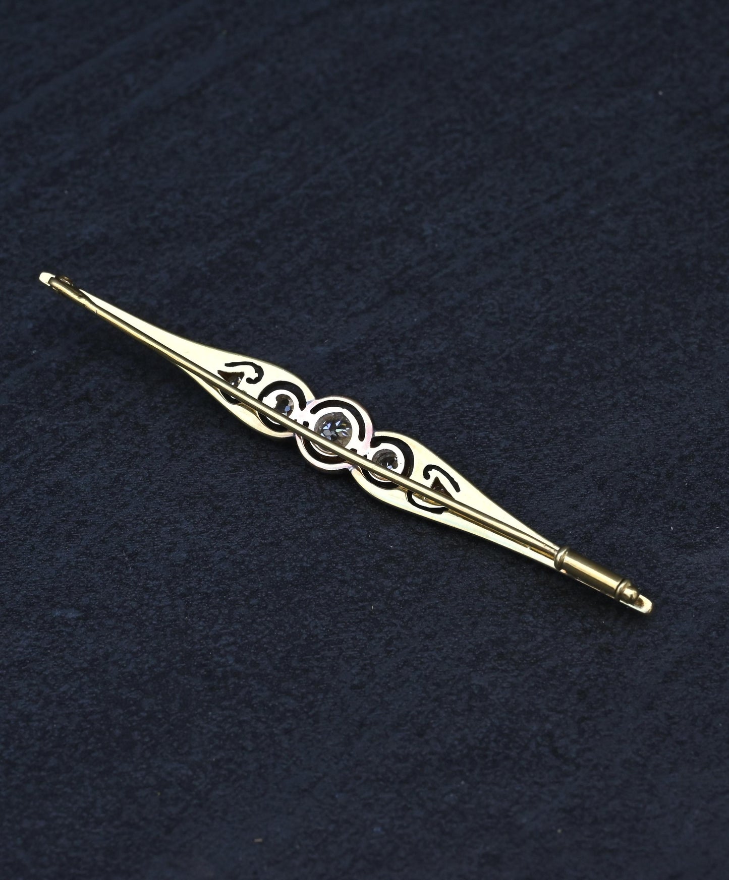 Art Deco 0.50 CTW Diamond Bar Brooch Pin in 14K Two-Tone Gold – IGI Certified