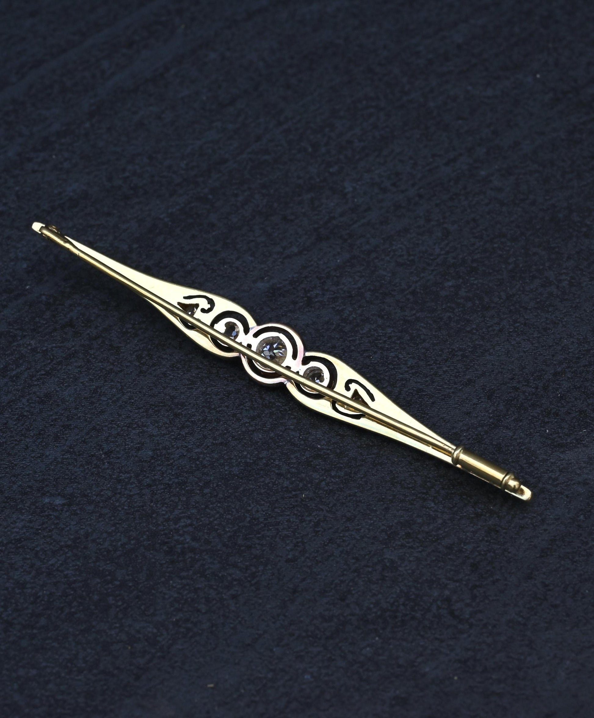 Art Deco 0.50 CTW Diamond Bar Brooch Pin in 14K Two-Tone Gold – IGI Certified