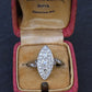 Antique Art Deco Platinum 27-Diamond Marquise Navette Dinner Ring 1.07 CWT Size