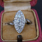 Antique Art Deco Platinum 27-Diamond Marquise Navette Dinner Ring 1.07 CWT Size