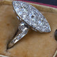 Antique Art Deco Platinum 27-Diamond Marquise Navette Dinner Ring 1.07 CWT Size