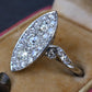 Antique Art Deco Platinum 27-Diamond Marquise Navette Dinner Ring 1.07 CWT Size