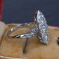 Antique Art Deco Platinum 27-Diamond Marquise Navette Dinner Ring 1.07 CWT Size